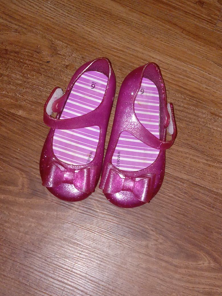 Girls Toddler Pink Glitter Light-Up Bow Jelly Shoes Size 6