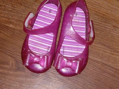 Girls Toddler Pink Glitter Light-Up Bow Jelly Shoes Size 6