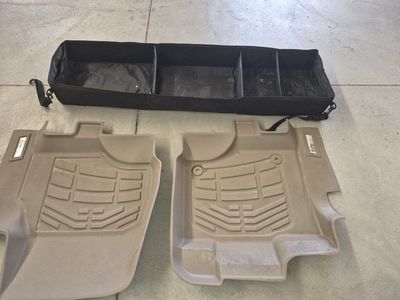 Sure-Fit Tan All-Weather Rubber Floor Mats and Trunk Organizer Set