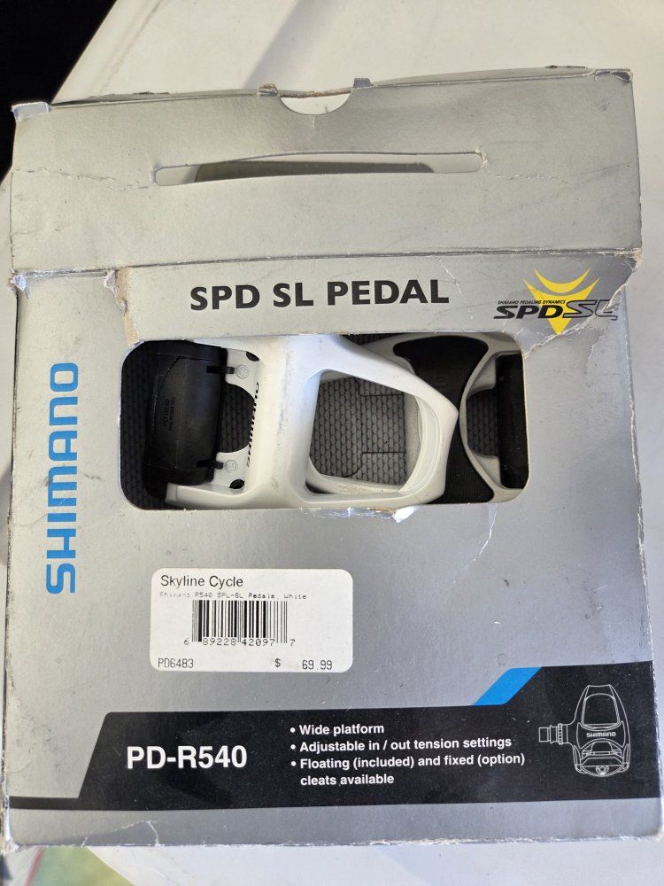 Shimano PD-R540 SPD SL Road Bike Pedals White - Wide Platform, Adjustable Tension
