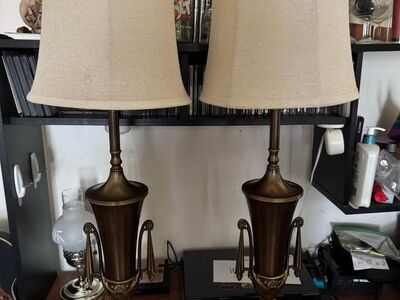 Vintage brass urn lamps