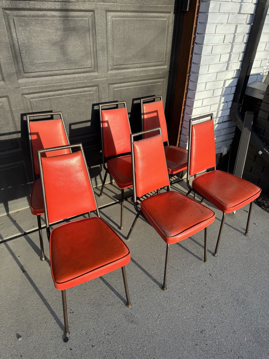 Vintage Retro Red Diner Chairs – Set of 6