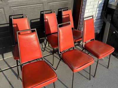 Vintage Retro Red Diner Chairs – Set of 6
