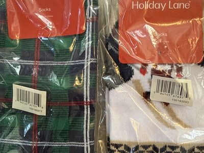 Holiday Lane Women's Christmas Socks Set of 2 Pairs - Plaid & Winter Pattern