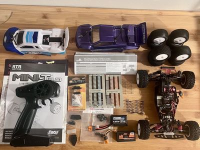 Losi Mini T 2.0 Brushless RC Stadium Truck with 2 batteries, transmitter, upgrades and and extras
