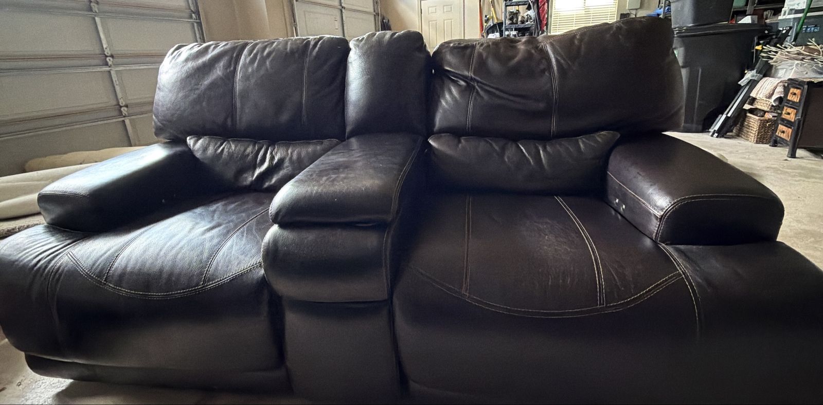 Power Reclining Sofa & Loveseat Set – Genuine Leather – Great Condition