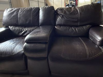Power Reclining Sofa & Loveseat Set – Genuine Leather – Great Condition