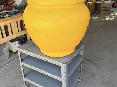 Large Yellow Textured Planter Pot - Decorative Outdoor/Indoor Garden Container