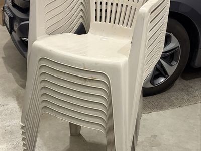 Stackable Resin Patio Chairs - Beige (Set of 9)