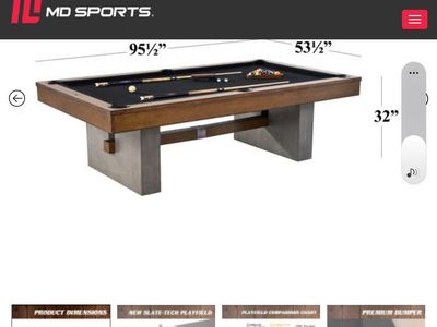 MD Sports Billiard Pool Table 95.5" Slate-Tech Playfield New In Box