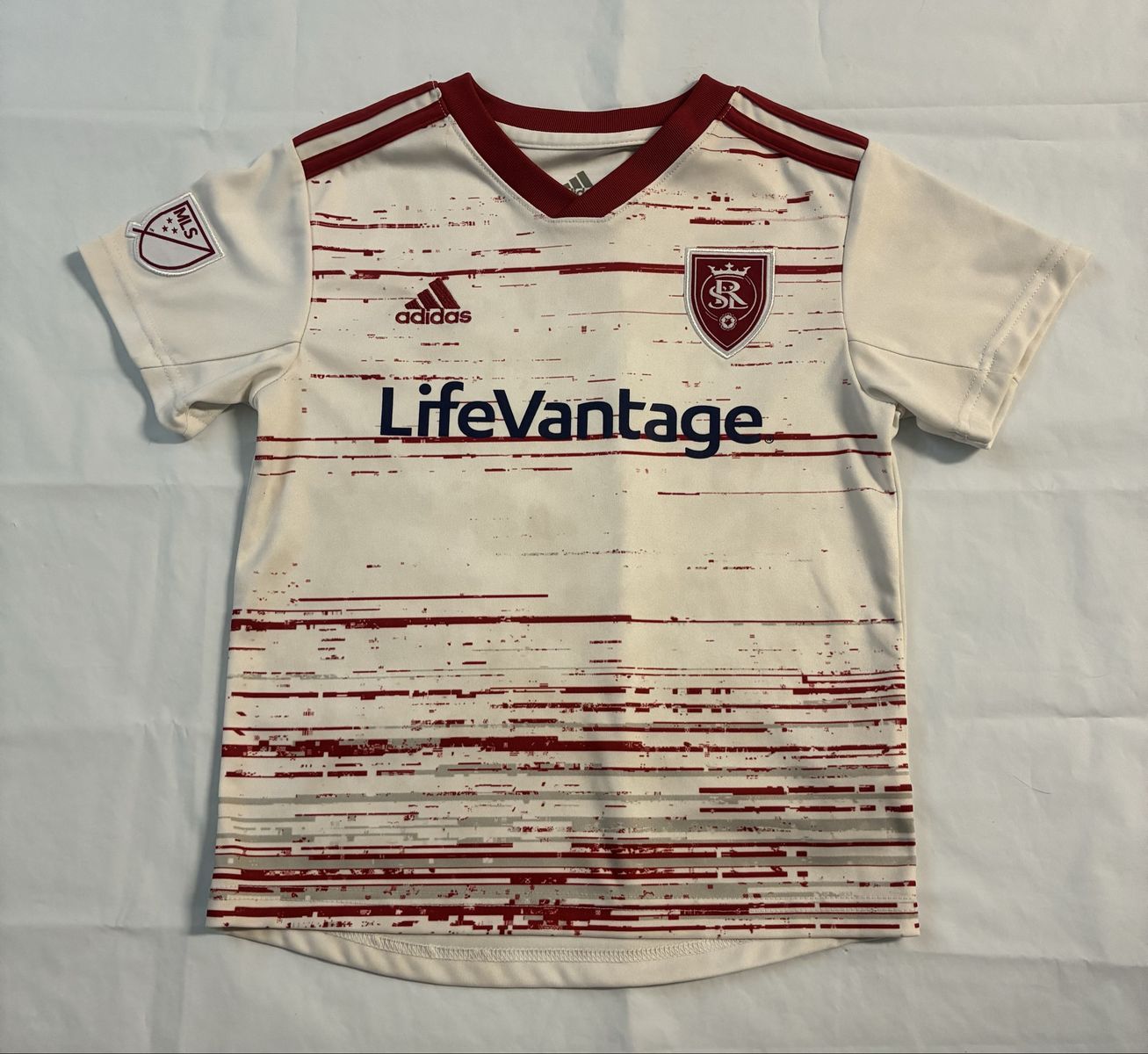 Adidas Real Salt Lake RSL Youth Home Soccer Jersey White/Red Size M (5/6) LifeVantage MLS