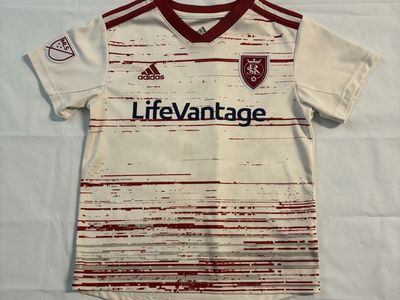 Adidas Real Salt Lake RSL Youth Home Soccer Jersey White/Red Size M (5/6) LifeVantage MLS