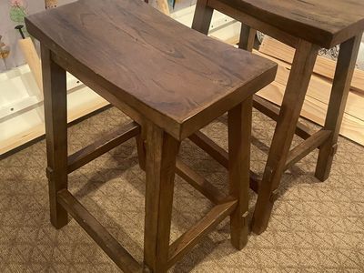 Two Dark Brown Bar Stools