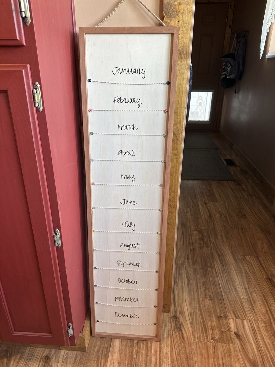 Wooden Monthly Birthday & Anniversary Family Calendar Hanging Wall Display