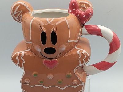 5 1/2" T Gingerbread & Candy Cane Minnie Mouse Mug~Disney Collectible Christmas