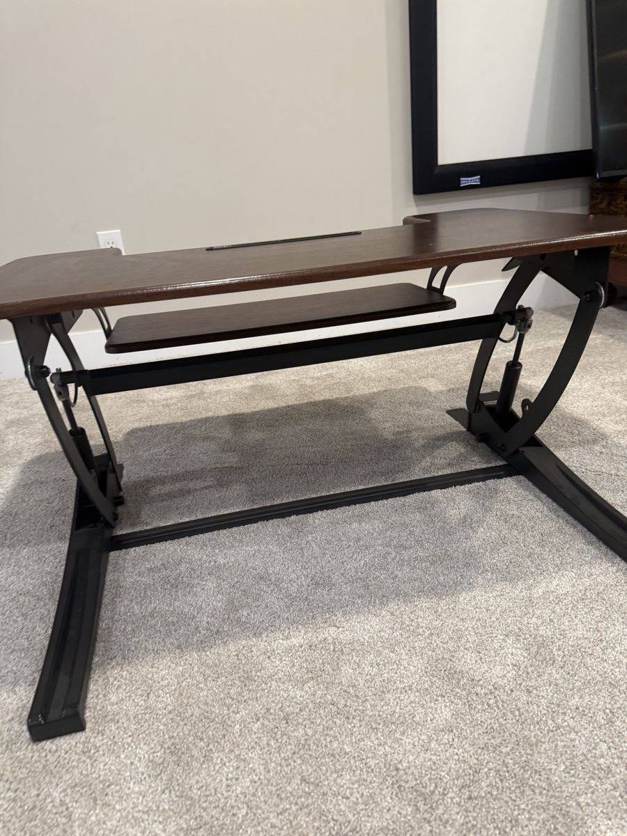 Adjustable Standing Desk Converter – Walnut Wood