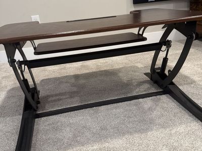 Adjustable Standing Desk Converter – Walnut Wood