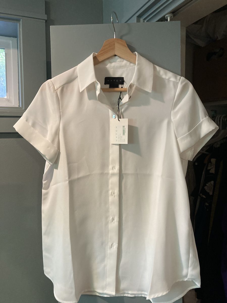 Hatch Maternity Savannah White Short-Sleeve Button-Down Nursing Shirt Size 0 NWT