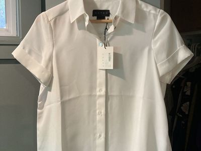 Hatch Maternity Savannah White Short-Sleeve Button-Down Nursing Shirt Size 0 NWT