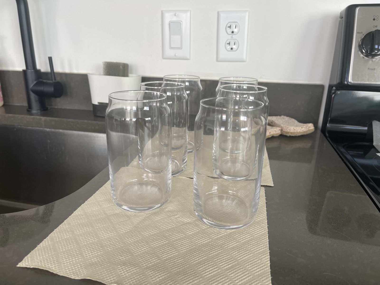 Set of 6 Clear Glass Can Shaped Drinking Glasses, 16oz Iced Coffee Beer Soda Tumblers