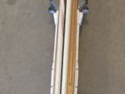 205cm Eggen "Orange Stripe" Wood Skis Vintage