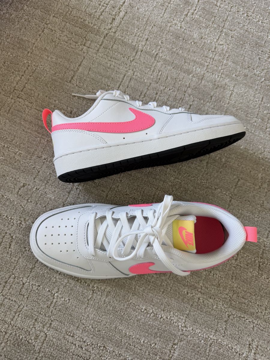 NEW! Nike Court Borough Low 2 (GS) White/Sunset Pulse-Lt Zitron Youth Sneakers Size 6Y