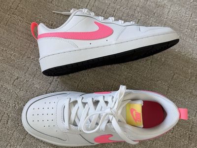 NEW! Nike Court Borough Low 2 (GS) White/Sunset Pulse-Lt Zitron Youth Sneakers Size 6Y