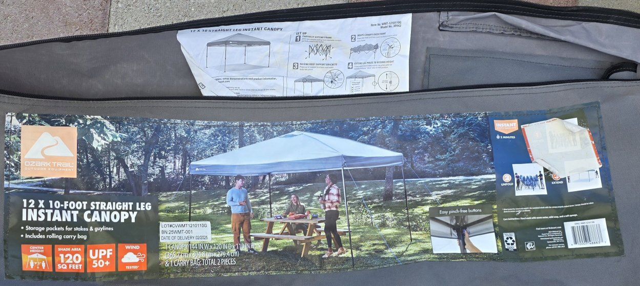 Ozark Trail 12 x 10 ft Straight Leg Instant Canopy Outdoor Gazebo (Frame Tent ONLY). READ ALL DESCRIPTION.