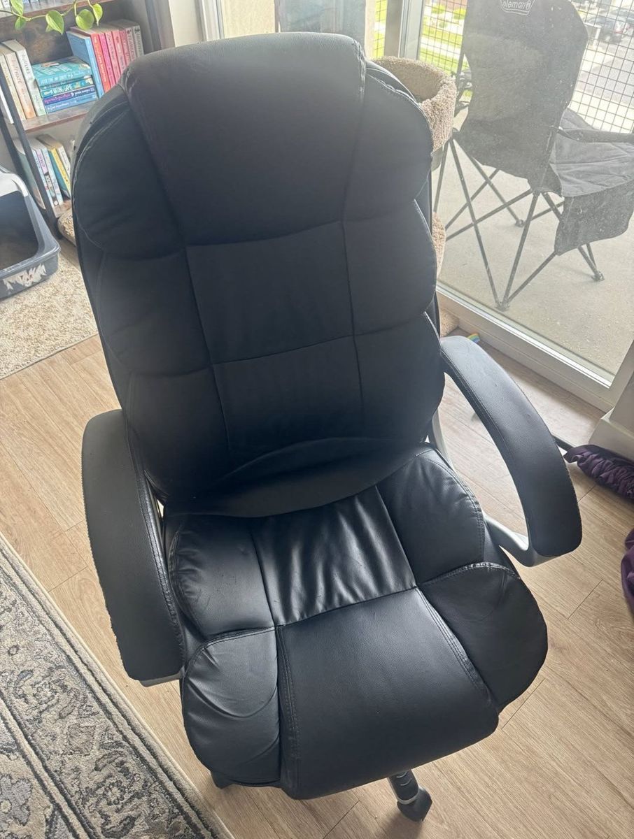 Black Faux Leather Office Chair | Adjustable Ergonomic Desk Chair
