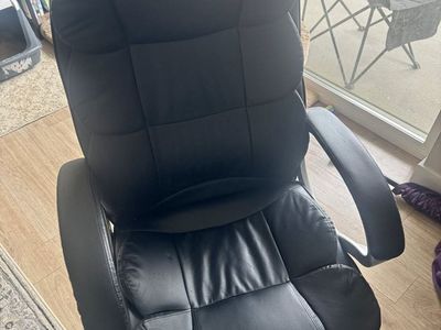 Black Faux Leather Office Chair | Adjustable Ergonomic Desk Chair