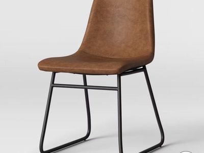 Bowden Faux Leather Dining Chairs with Black Legs Caramel from target (set of 6)