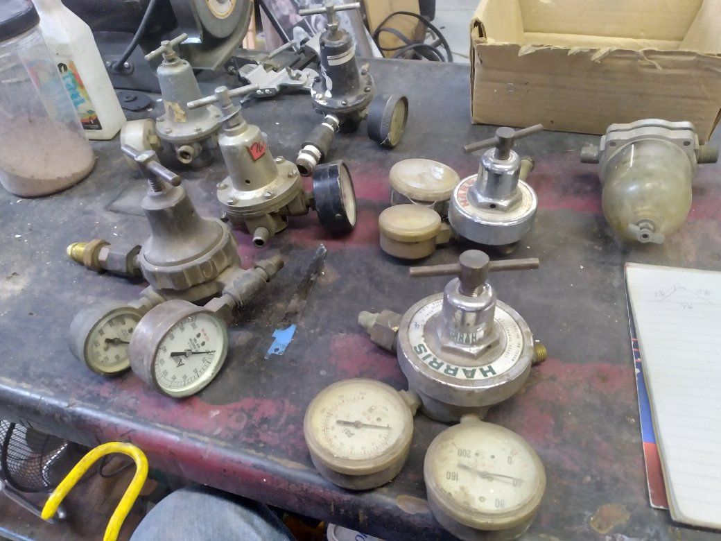 Used Harris Acetylene & Oxygen Gas Regulators with Gauges - Lot of 4