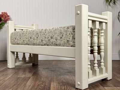 Vintage Floral Bench w/ Spindle Sides