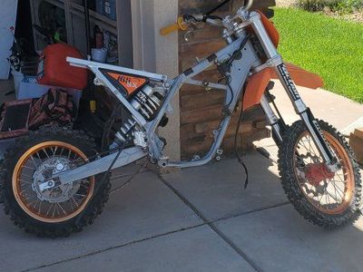 KTM 65cc Dirt Bike Frame & Parts - Rolling Chassis, Orange Fenders, Exhaust