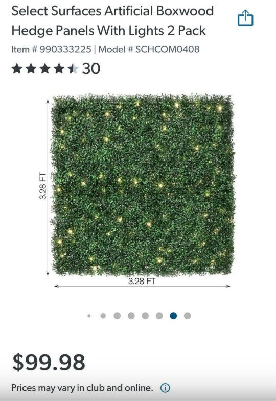 New artificial surface grass hedge panel wi lights