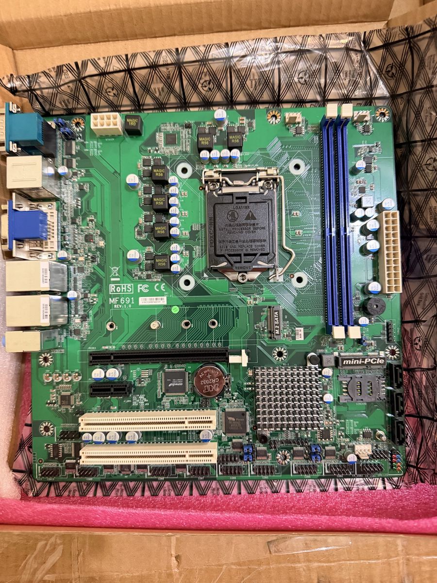 New. MF691 REV:1.0 Industrial Motherboard with Mini-PCIe and M.2 SATA Support