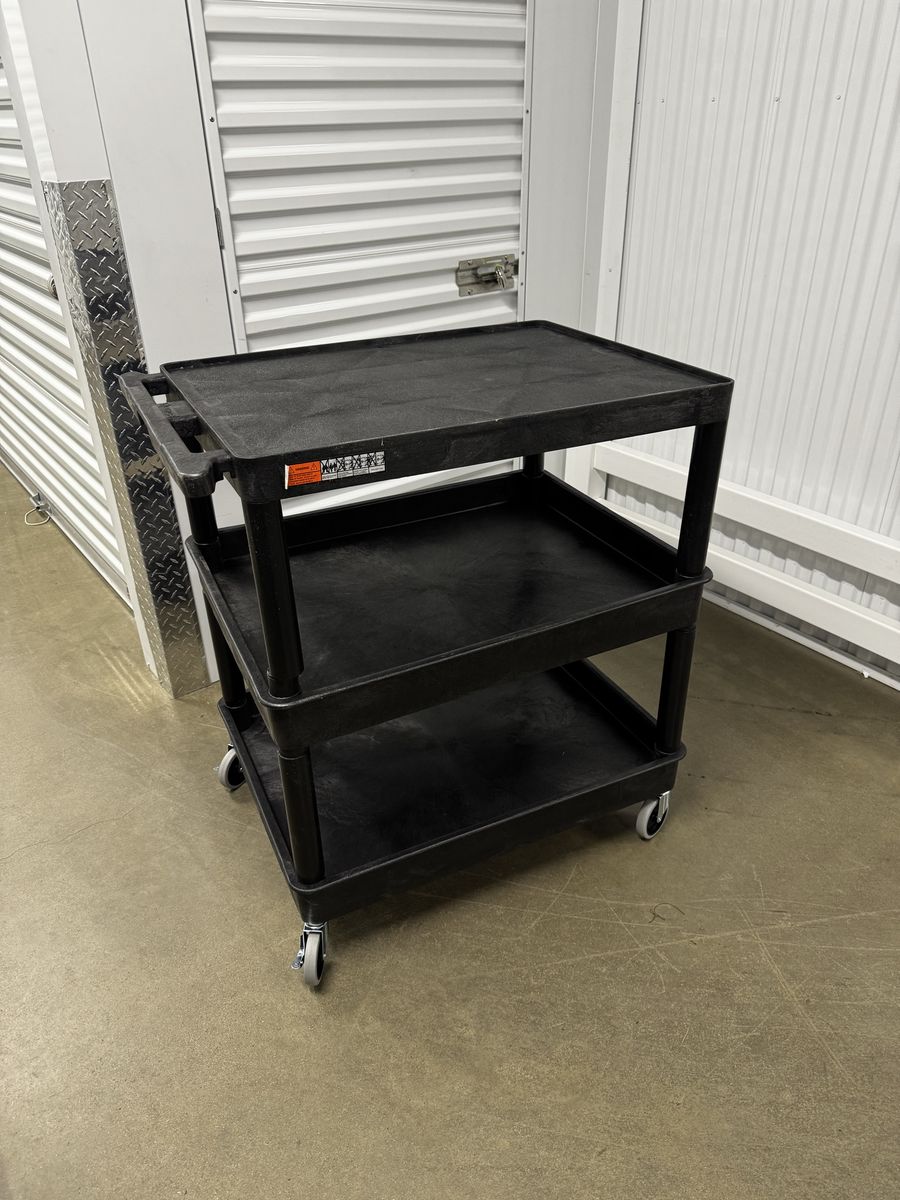 Luxor TC111-B Black 3 Tub Utility Cart - 24" x 32"