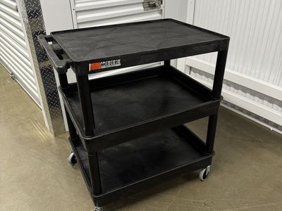 Luxor TC111-B Black 3 Tub Utility Cart - 24" x 32"