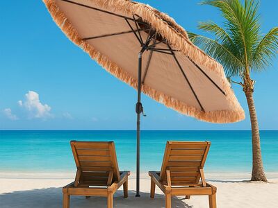 Brand New - COSIEST 9 ft Thatched Tiki Straw Outdoor Umbrella