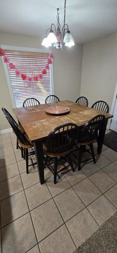 60" table with 8 chairs
