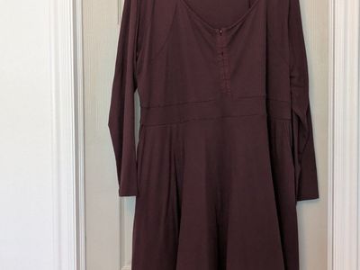 Torrid Burgundy Ribbed Long Sleeve Skater Dress - Plus Size 0 (Equivalent to Large)