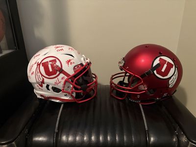Utah Utes team signed full size authentic Schutt Vengeance football helmet large plus FS 2nd helmet.