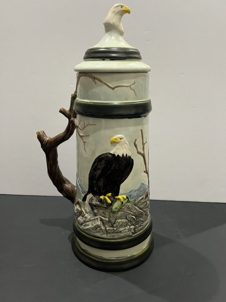 Vintage, hand -painted tankard beer stein.