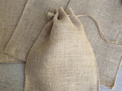 lot of 69 burlap natural Drawstring bags