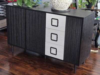 Modern Black & White Sideboard Bar Cabinet