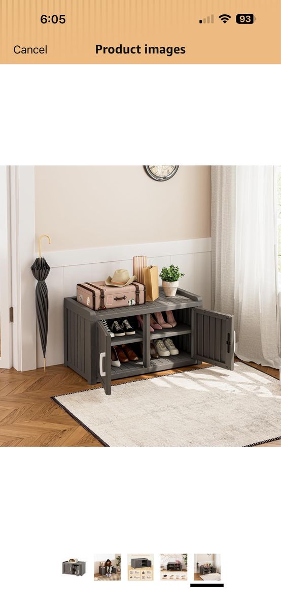 Demountable Shoe Cabinet Bench - Grey, 31.7" Wide, Waterproof, 550 lbs Weight Capacity