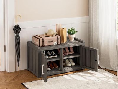 Demountable Shoe Cabinet Bench - Grey, 31.7" Wide, Waterproof, 550 lbs Weight Capacity