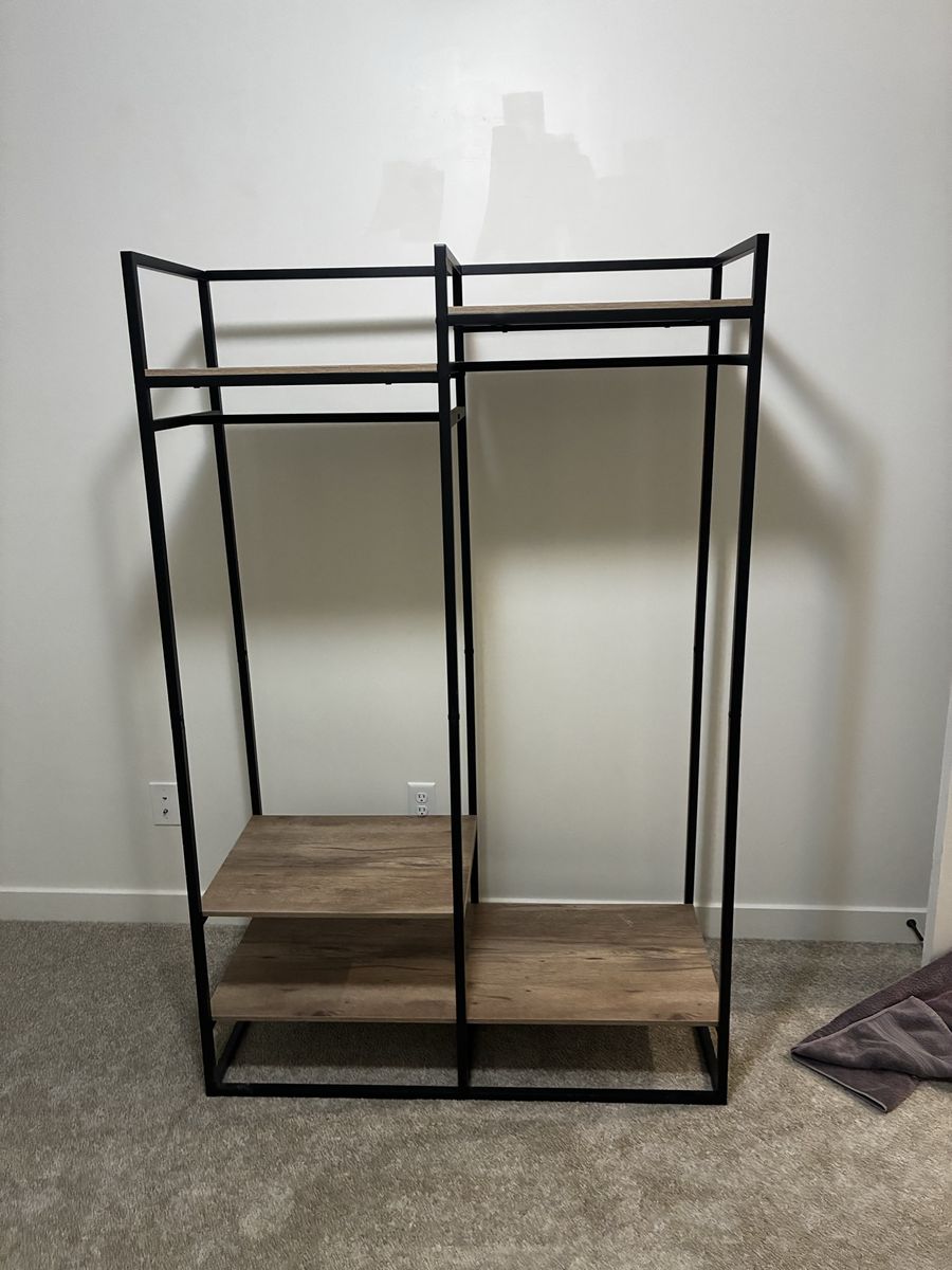 Metal/wood standing closet