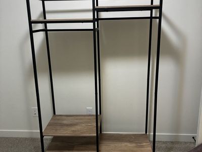 Metal/wood standing closet