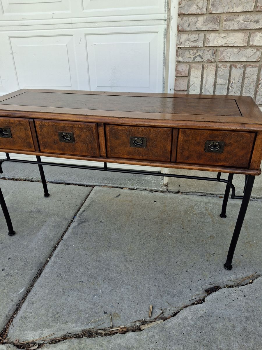 unique all wood entry way/sofa table